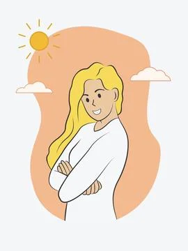 Happy Expression illustration of a Yellow-haired woman EPS Vector Stock-Illustration