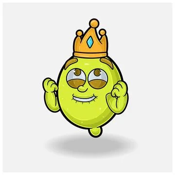 Happy expression with Lemon Fruit Crown Mascot Character Cartoon. Stock Illustration