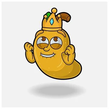 Happy expression with Mango Fruit Crown Mascot Character Cartoon. Stock Illustration