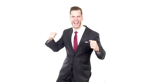 Happy expressions of young professional being ecstatic about reaching goals Stock Footage 84010399