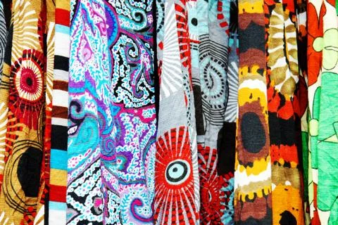 Happy fabrics with bold patterns Stock Photos