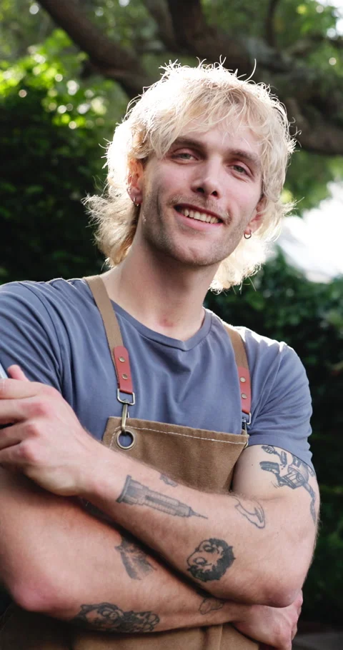 Happy, face and man with apron for bbq, host and getting ready for outdoor event Stock Footage 331524058