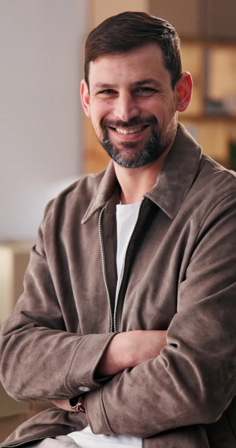 Happy, face and man in office for supply chain, shipping and distribution Stock Footage 337459613