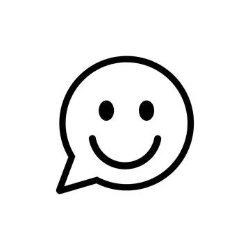 Happy face chat speech bubble symbol. Smile icon. Flat smile web icon on whit Stock Illustration