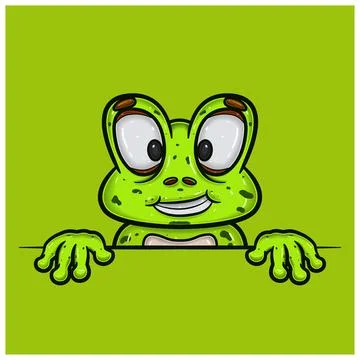 Happy Face Expression With Frog Cartoon. Stock Illustration