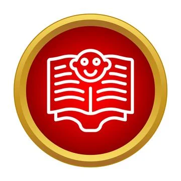 Happy face learning from opening book icon Stock Illustration
