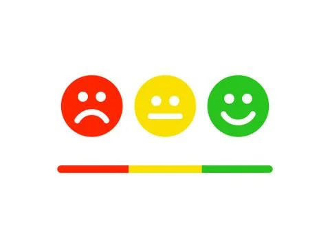 Happy face level flat icon. Feedback emoticons scale. Stock Illustration