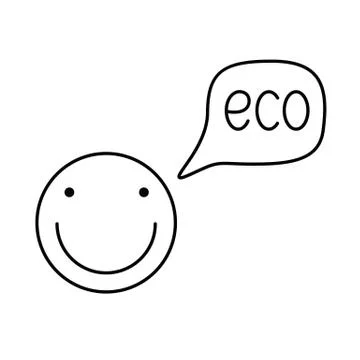 Happy face with speech bubble. Icon eco smile illustration for print Stock Illustration