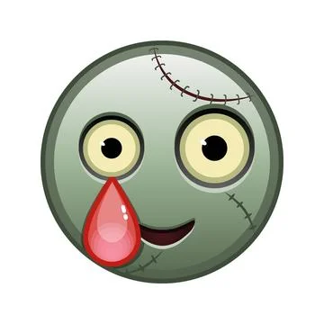 Happy face with tears Large size of zombie halloween emoji Stock Illustration