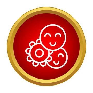 Happy faces interacting with a gear icon Stock Illustration