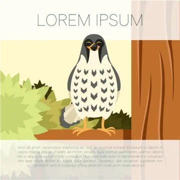 Happy Falcon on the Tree flat background Stock Illustration