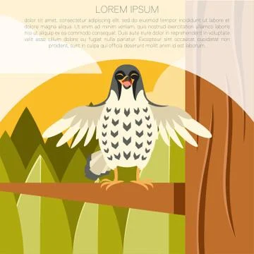 Happy Falcon on the Tree flat background Stock Illustration