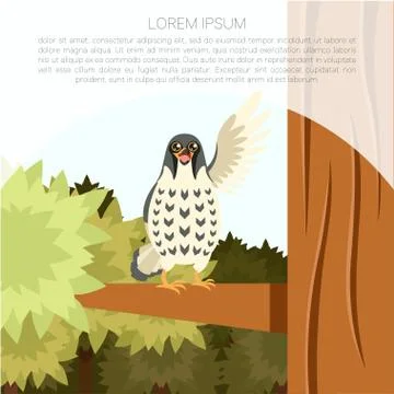 Happy Falcon on the Tree flat background Stock Illustration