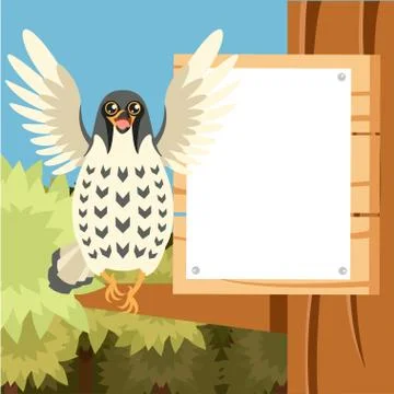 Happy Falcon on the Tree flat background Stock Illustration