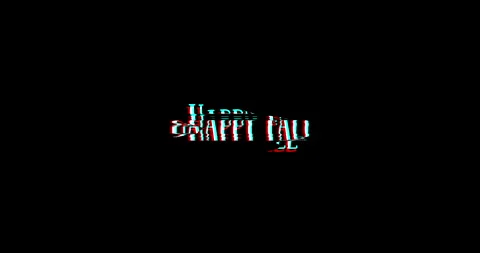Happy Fall Glitch Effect Animation on Bold Typography Text Stock Footage 152604056