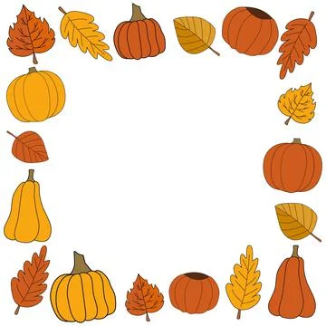 Happy fall vector autumn seamless pattern square frame Stock Illustration