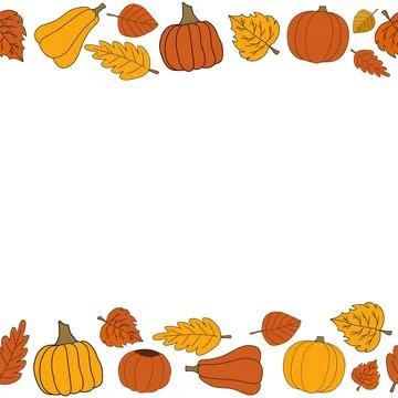 Happy fall vector autumn seamless pattern frame Stockillustratie