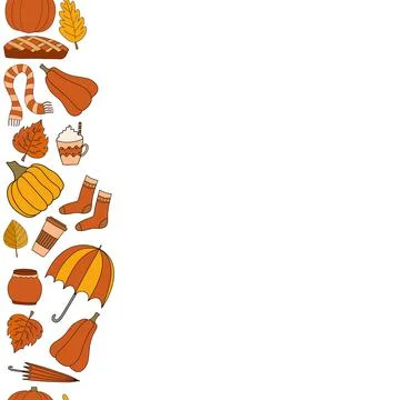Happy fall vector autumn seamless pattern frame 스톡 일러스트