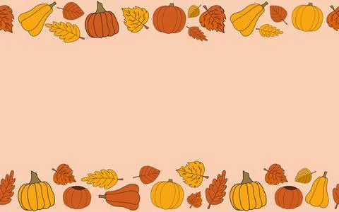 Happy fall vector autumn seamless pattern frame on begie background Stock Illustration