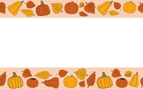 Happy fall vector autumn seamless pattern with begie frame Stock Illustration