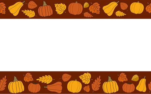 Happy fall vector autumn seamless pattern with red frame 스톡 일러스트