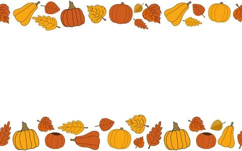 Happy fall vector autumn seamless pattern frame Illustrazione stock