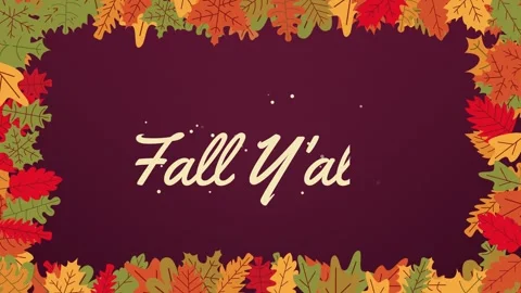 Happy Fall Yall script lettering writing on inside a full rectangle frame of 库存影片 348616971