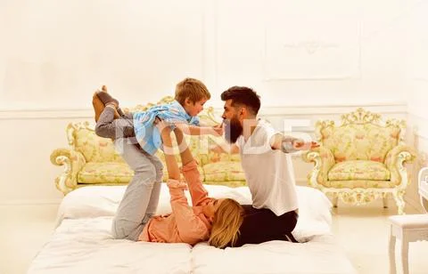 Happy family and childrens day. happy childhood. Care and development. Our union Stock Photos