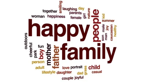 Happy family animated word cloud, text d... | Stock Video | Pond5