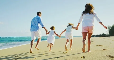 Happy Family on the Beach Stock Footage 81237120