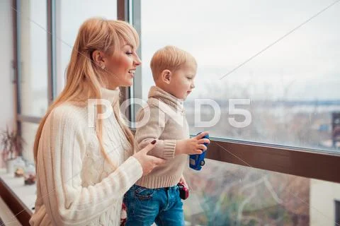 Happy family at christmas time Stock Photos