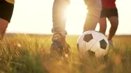 Happy Family Concept.active Outdoor Lifestyle.child With Dad Play Soccer With Stock Footage