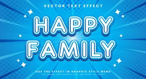 Happy Family editable text effect template Stock Illustration