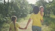 Happy Family. People Walk In Nature. Active Lifestyle. Summer Family Walk In Stock Footage