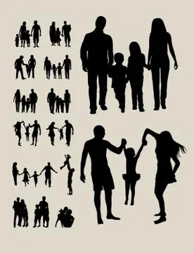 Happy Family Silhouettes Stock Illustration