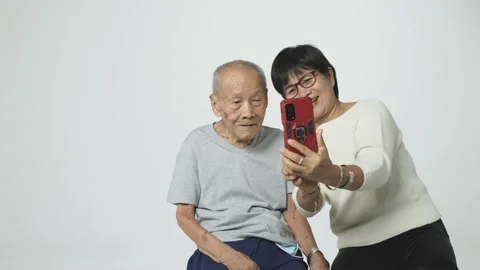 The happy family with two generation gap between senior and junior. Stock Footage 155678865
