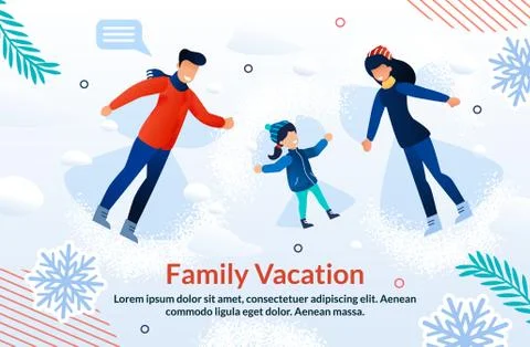 Happy Family Vacation and Joyful Time Ad Poster Stock Illustration