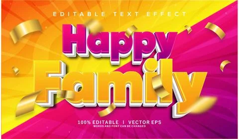 Happy family vector text effect with modern style design Stock Illustration