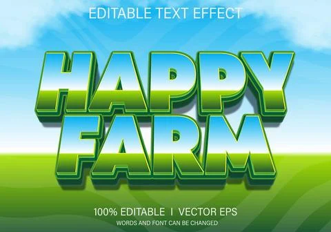Happy farm vector text effect with modern style design Stock Illustration