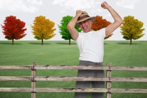 Happy farmer in the fall Stock Photos