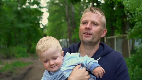 Happy father and son in park Stock Footage 90185853