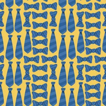 Happy father day pattern with ties and bows on yellow background for celebr.. Stockillustratie