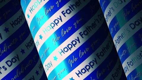 Happy Father Day text 3D on blue white paper tube Video stock 314654285
