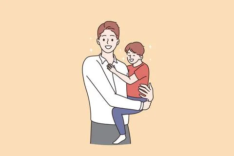 Happy fathers day and childhood concept Stock Illustration