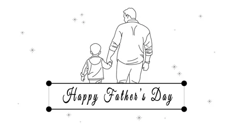Happy Father’s Day Animation. Father and Son Line Art Greeting Video Stock Footage 313813341
