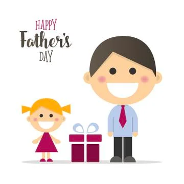 Happy fathers day card with a gift Stock Illustration