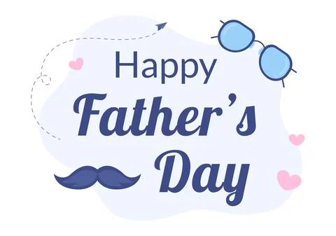 Happy Fathers Day Cartoon Illustration with Necktie, Mustache, Sunglasses, Co Stock Illustration