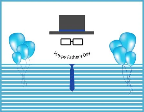 Happy Fathers Day design with gentleman silhouette and Balloons Light Blue ov Stock Illustration