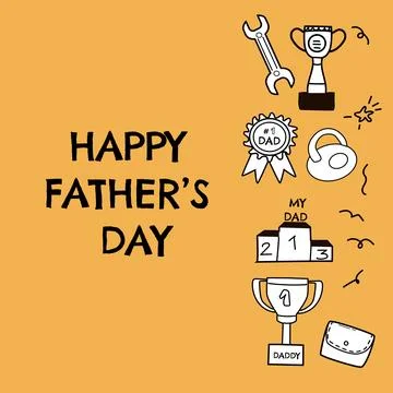 Happy fathers day elements doodle design, celebration accessories Stock Illustration