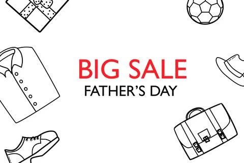 Happy fathers day elements doodle design, celebration banner Stock Illustration
